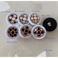 J154 - Gold Button Pearl Diamond CC Buttons White Edge - 0.63"(16mm) - J154