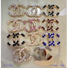 J159- Pearl Diamond CC Chanel Buttons Flat Gold Edge - 1"(25mm) - J159