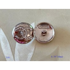 J161 -   Chanel Button Diamond CC Buttons Silver - 0.79"(20mm) - J161