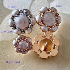 J162 -  Diamond Button CC Buttons Gold Silver Emblem Fashion -0.5"/ 0.79"(13mm/20mm) - J162