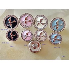 J163 -  White Diamond CC Button Rhinestone Silver Edge - 0.67"/0.83(17mm/21mm) - J163