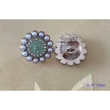 CC Chanel Round Buttons Pearl  Jewelry Silver Edge - 0.79"(20mm) - J166