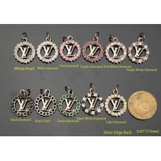 J30 - L Jewel Ring Buttons Silver Edge - 0.67"(17mm) - J30