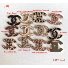 J78 - Flat Back Hollow Charms Gold Edge Jewel - 0.87"(22mm) - J78