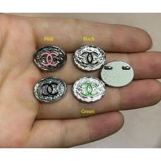 C414-  Silver Button Oval  Buttons CC Button Sewing - 0.79"(20mm) - c414