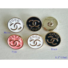 Coco Button CC Buttons Sewing Custom Silver Edge - 0.5"(13mm) - c441