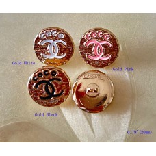 CC Button Chanel Coco Gold Tag Sewing Accessory- 0.7"(18mm) - C442