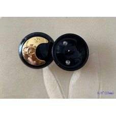Black Yellow  Button CC Buttons Sewing Custom Logo Accessories - 0.9"(23mm) - c447