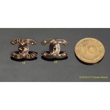 C343 - Gold Hollow Buttons SIlver - 0.59"x0.75"(15mmx19mm) C343-N