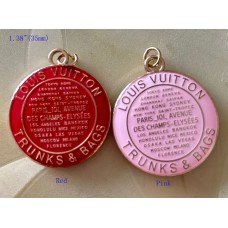 O109- LV Pendant Trunks Charm Louis Buttons Ring Gold - 1.38"(35mm) - O109