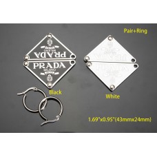 Prada Earrings Pair Meta Triangle Accessory with Two Ring -1.69"x0.95"(43mmx24mm) - T13